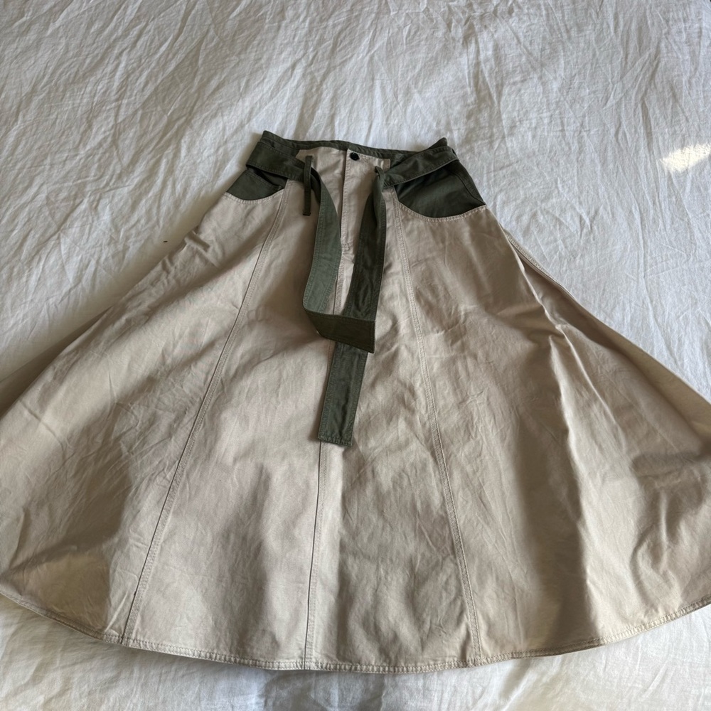 Marissa Webb high-waisted green and khaki long skirt